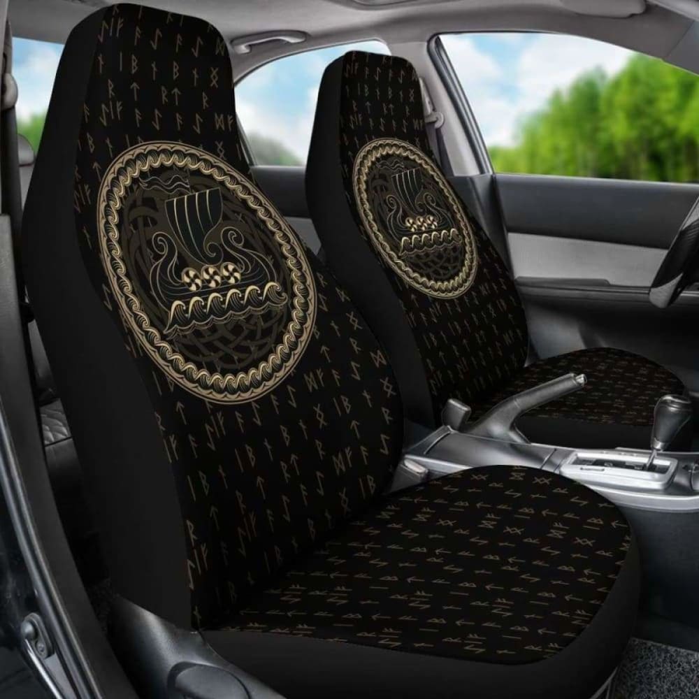 Viking Tree Of Life Drakkar Longship Car Seat Covers 110424 - YourCarButBetter