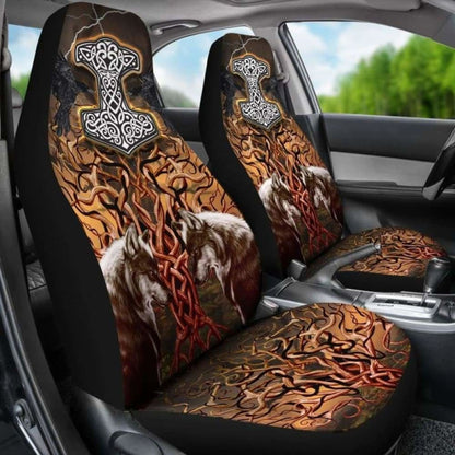 Viking Tree Of Life Fenrirs Mjolnir Car Seat Covers 110424 - YourCarButBetter