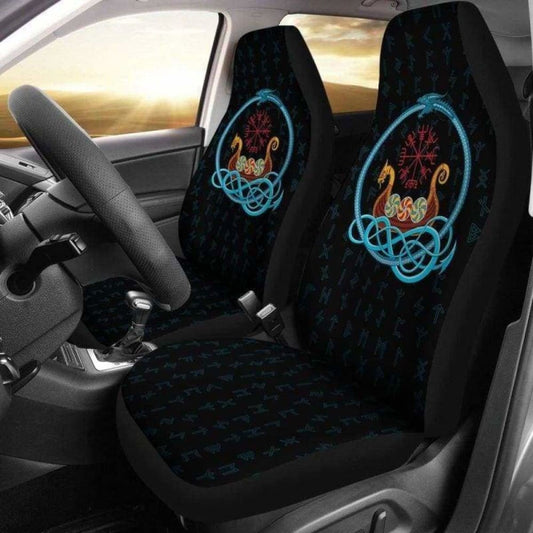 Viking Vegvisir Drakkar Longship Car Seat Covers 144909