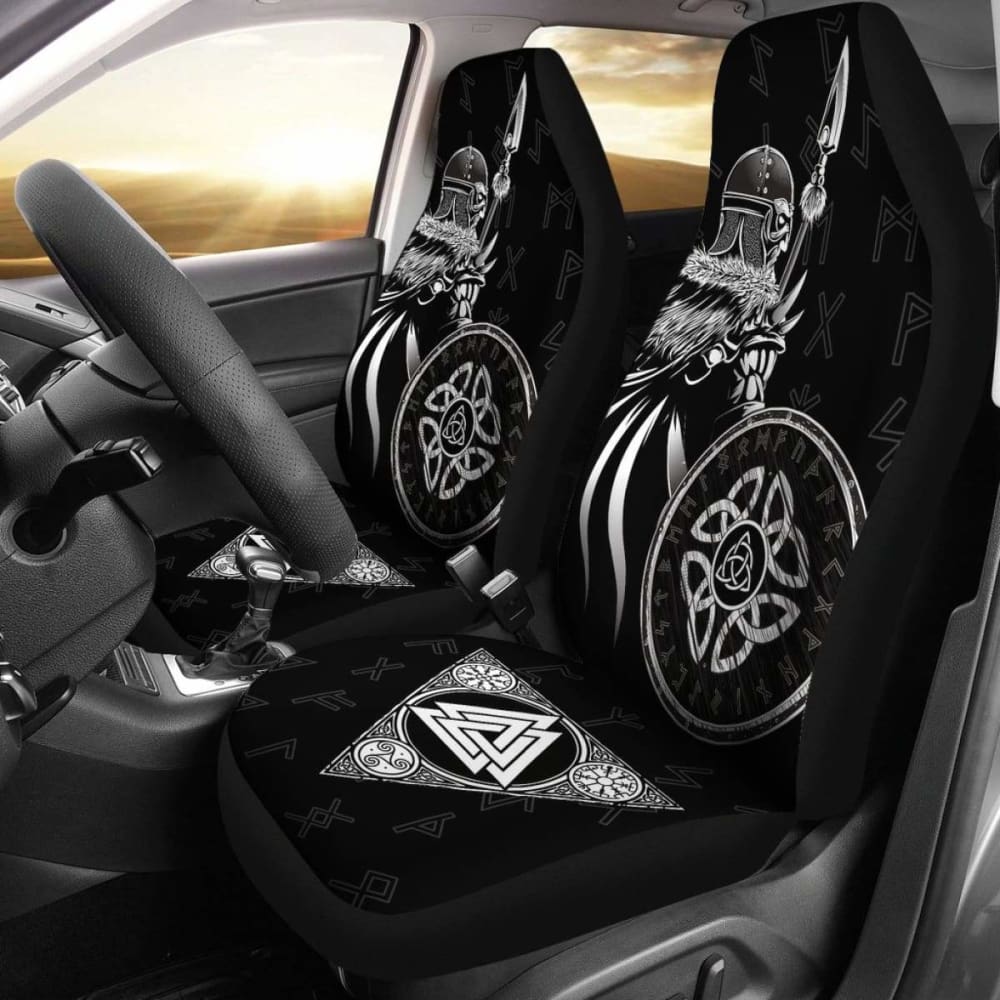 Viking Warrior Car Seat Cover Valknut White Amazing 105905 - YourCarButBetter