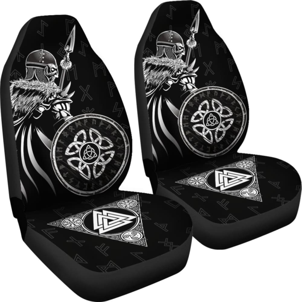 Viking Warrior Car Seat Cover Valknut White Amazing 105905 - YourCarButBetter