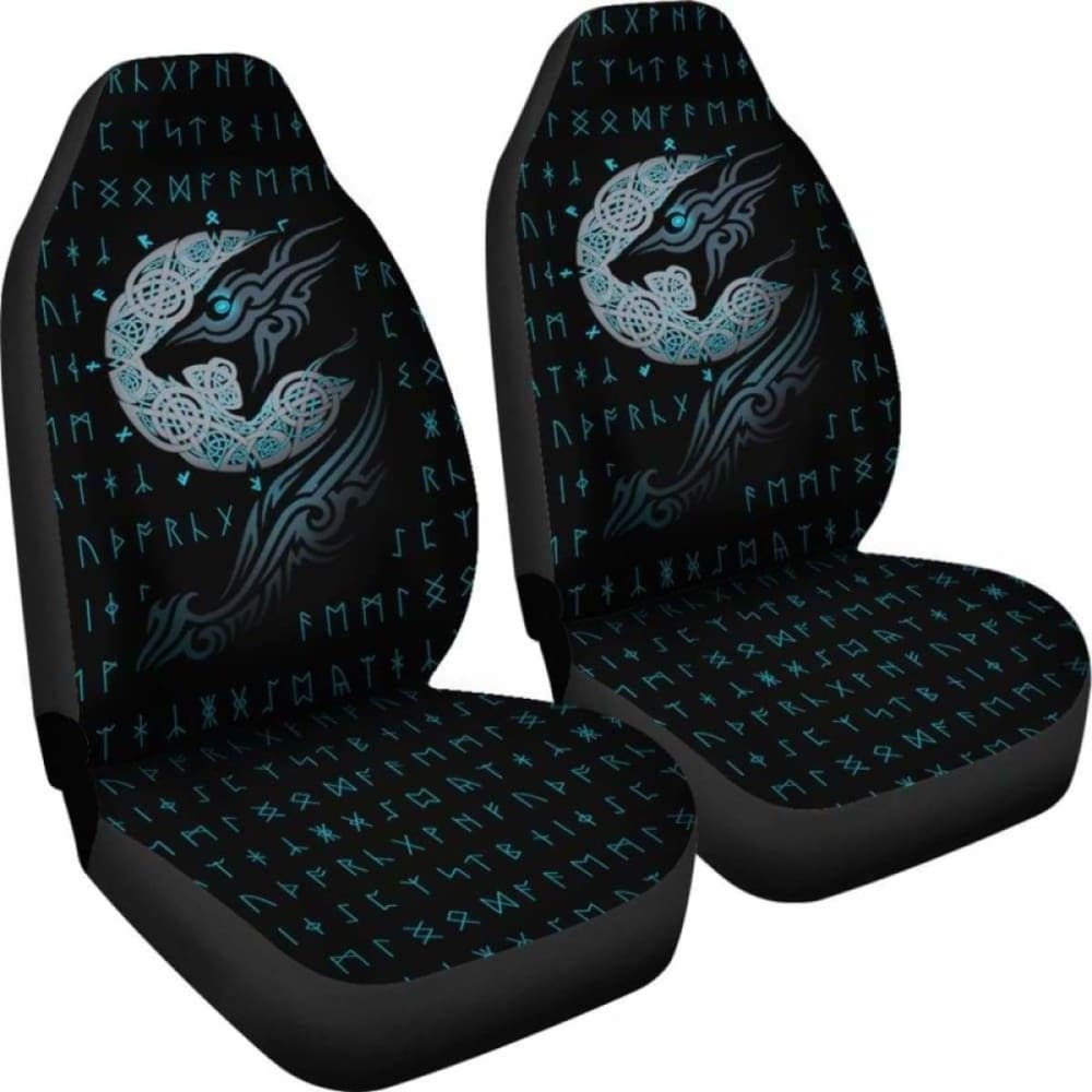 Viking Wolf With Rune Car Seat Covers 105905 - YourCarButBetter