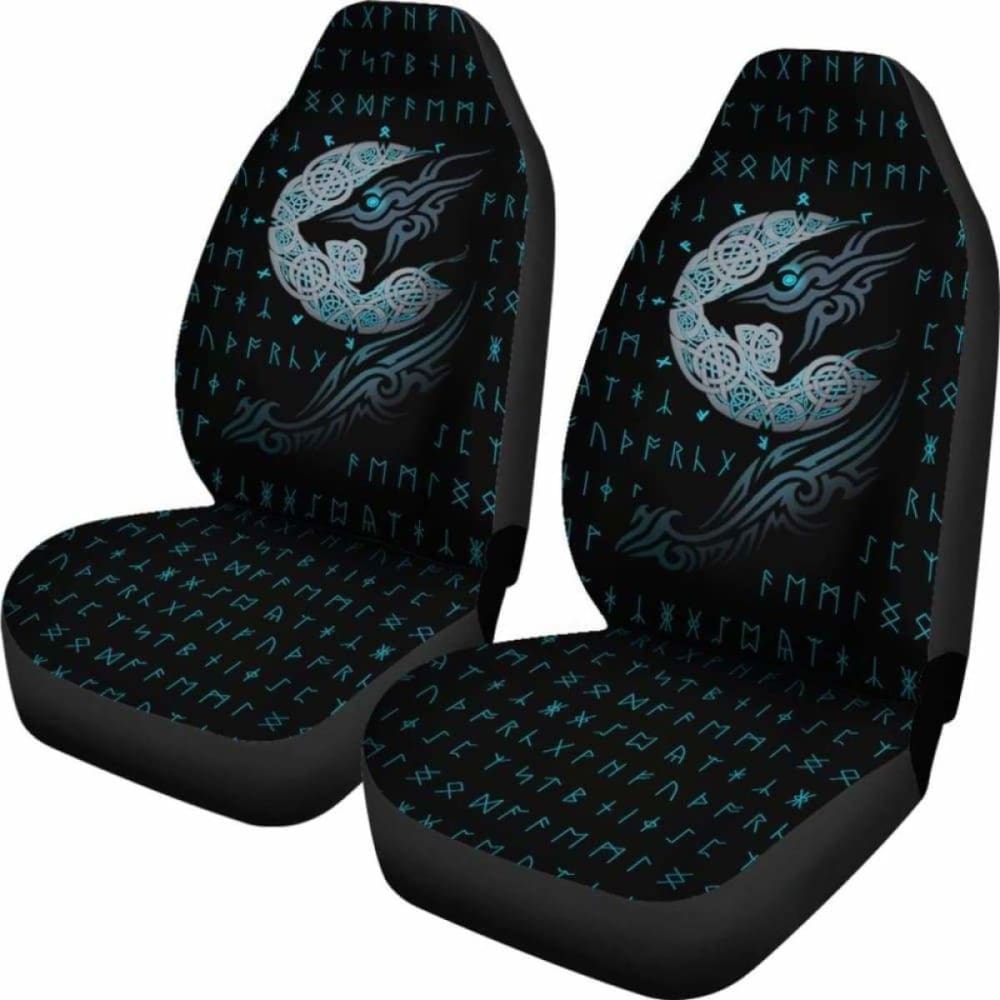 Viking Wolf With Rune Car Seat Covers 105905 - YourCarButBetter