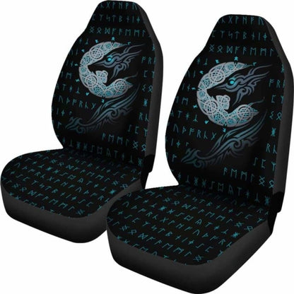 Viking Wolf With Rune Car Seat Covers 105905 - YourCarButBetter