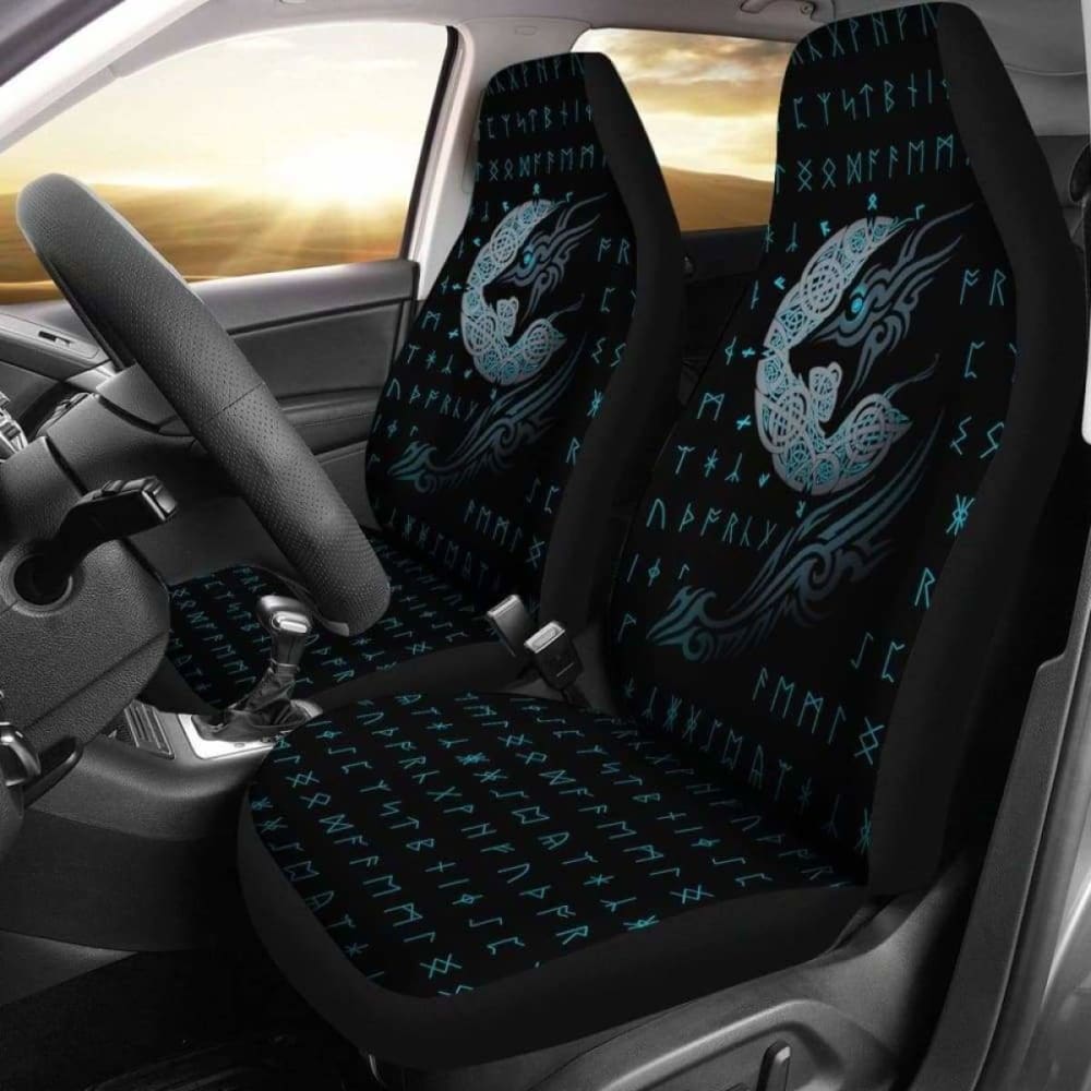 Viking Wolf With Rune Car Seat Covers 105905 - YourCarButBetter