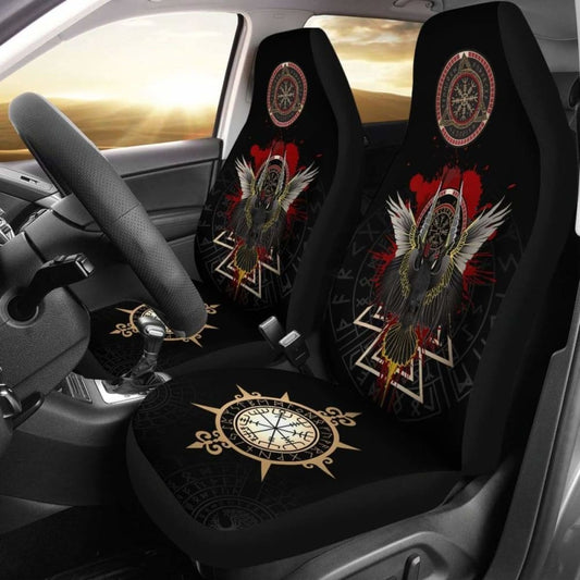 Vikings Car Seat Covers Raven Of Odin - Special Version 144909