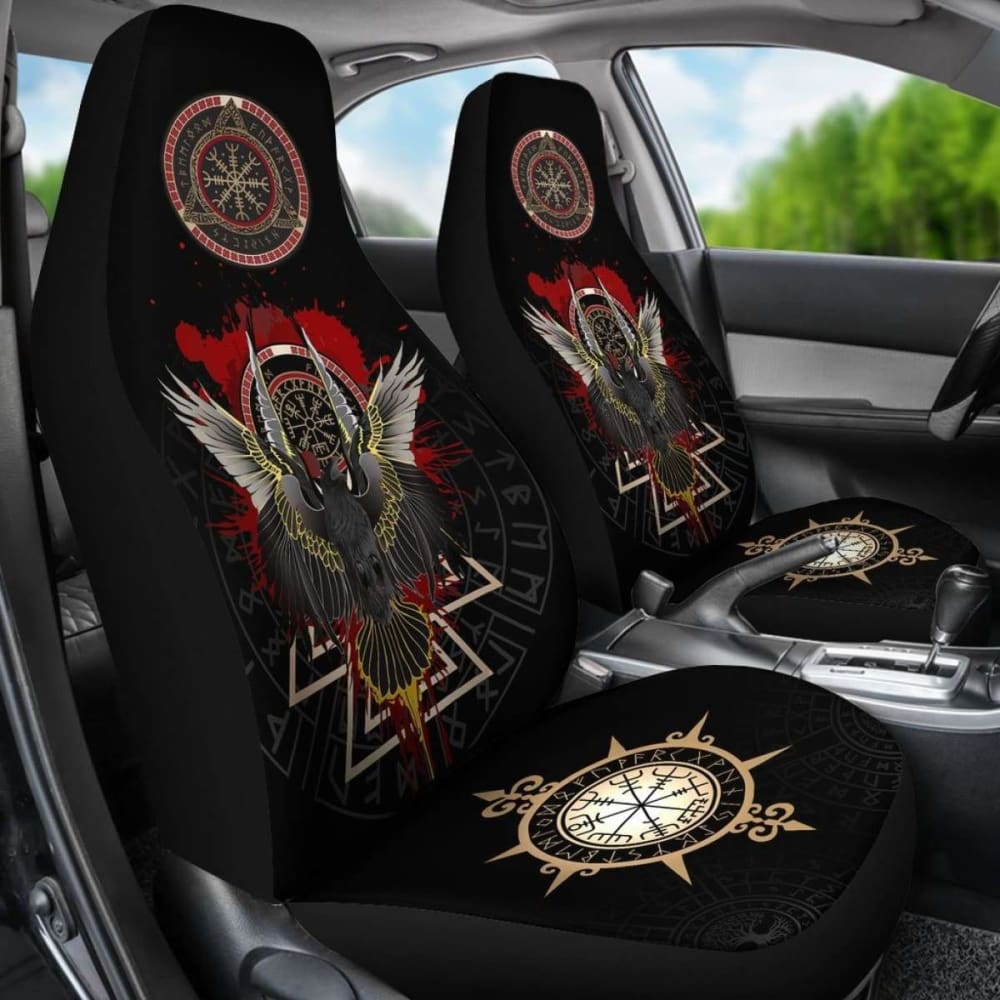 Vikings Car Seat Covers Raven Of Odin - Special Version 144909