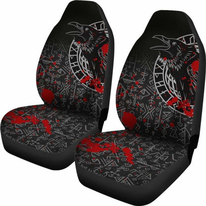Vikings Car Seat Covers - Ravens And Vegvisir Tattoo Style Blood 174914 - YourCarButBetter