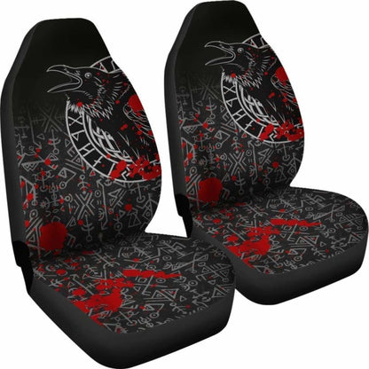Vikings Car Seat Covers - Ravens And Vegvisir Tattoo Style Blood 174914 - YourCarButBetter