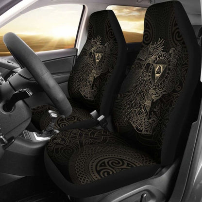 Vikings Car Seat Covers - Valknut With Helm Of Awe And Horn Triskelion - 105905 - YourCarButBetter