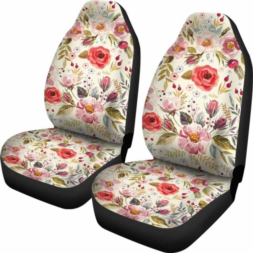 Vintage Floral Car Seat Covers Beige 153908 - YourCarButBetter