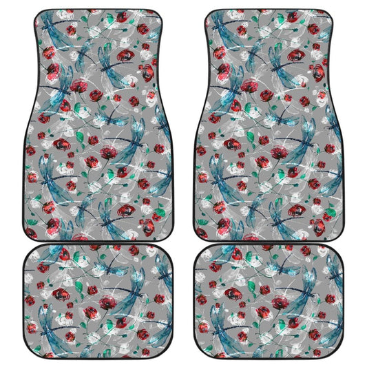 Vintage Flower and Dragonfly Car Floor Mats 210302 - YourCarButBetter