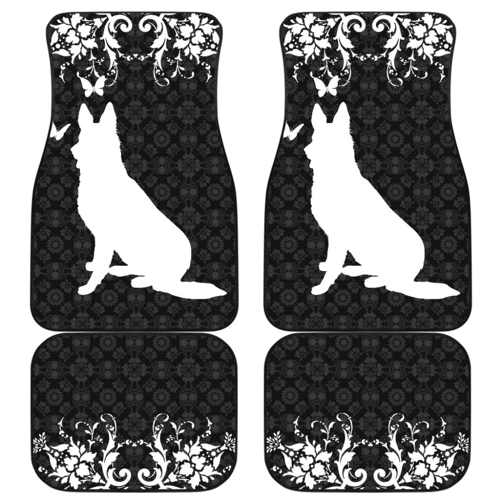 Vintage German Shepherd Black Background Car Floor Mats 210202 - YourCarButBetter