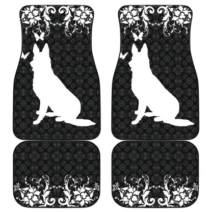 Vintage German Shepherd Black Background Car Floor Mats 210202 - YourCarButBetter