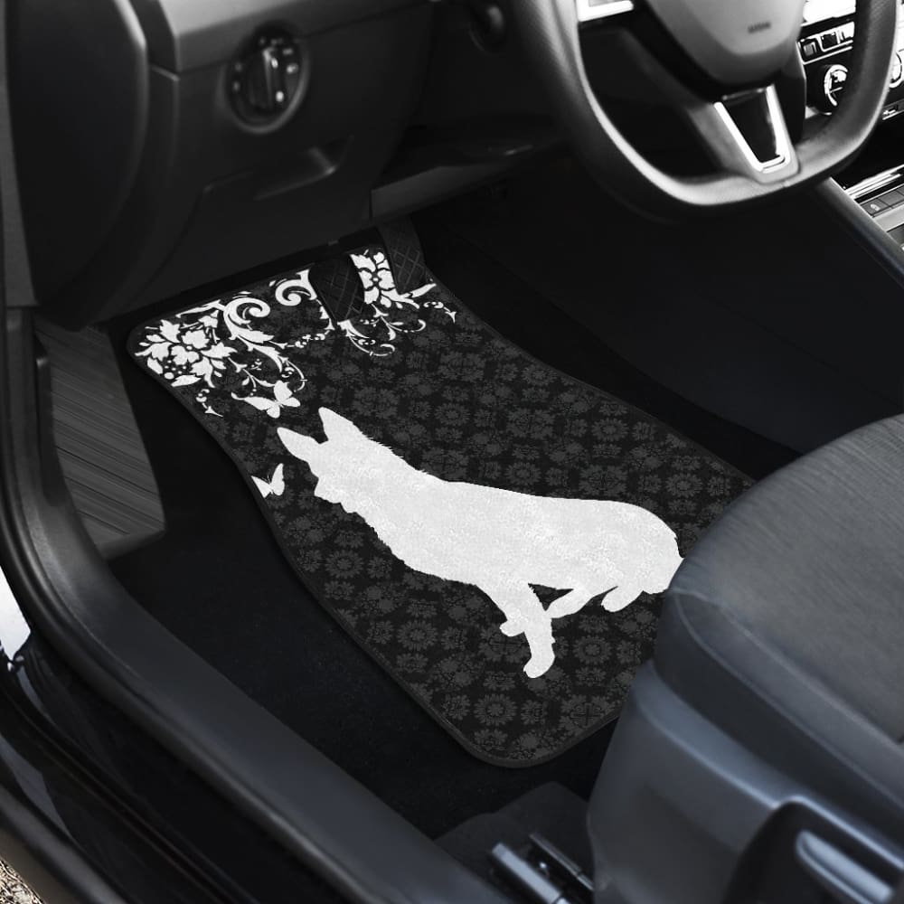 Vintage German Shepherd Black Background Car Floor Mats 210202 - YourCarButBetter