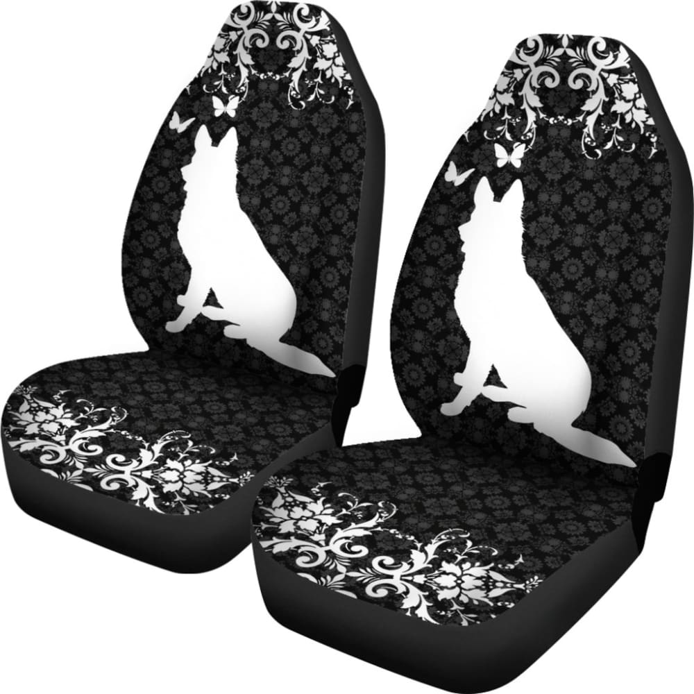 Vintage German Shepherd Black Background Car Seat Covers 210202 - YourCarButBetter