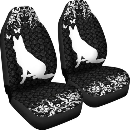 Vintage German Shepherd Black Background Car Seat Covers 210202 - YourCarButBetter