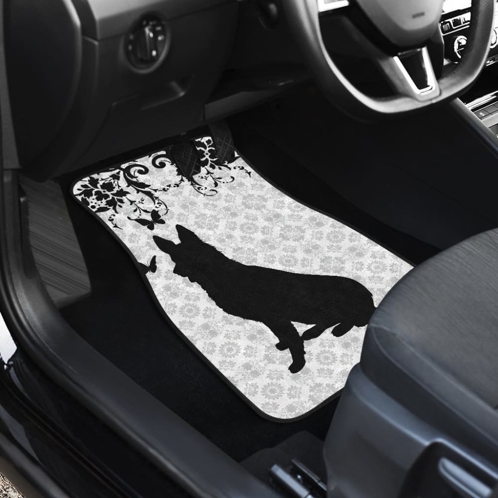 Vintage German Shepherd White Background Car Floor Mats 210202 - YourCarButBetter