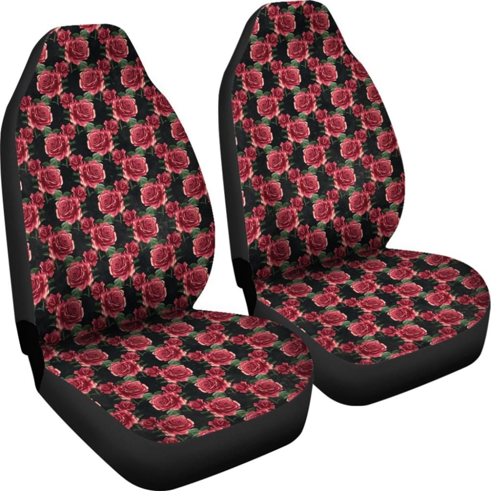 Vintage Rose Car Seat Covers Roses Pink Red And Black 174510 - YourCarButBetter