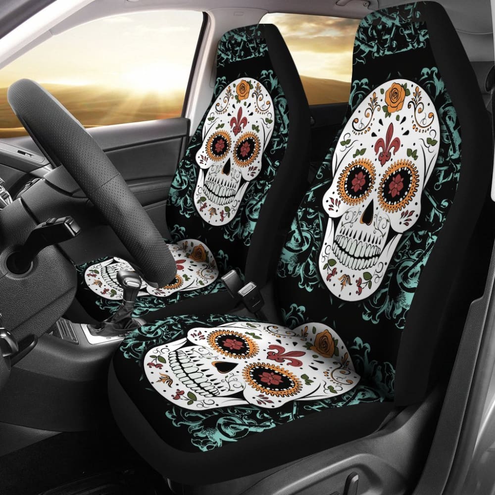 Vintage Sugar Skull Car Seat Covers 101819 - YourCarButBetter