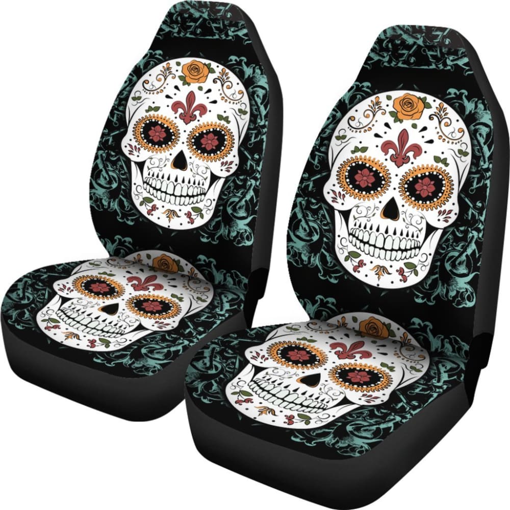 Vintage Sugar Skull Car Seat Covers 101819 - YourCarButBetter
