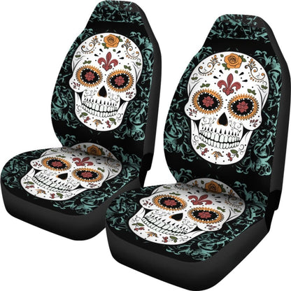 Vintage Sugar Skull Car Seat Covers 101819 - YourCarButBetter