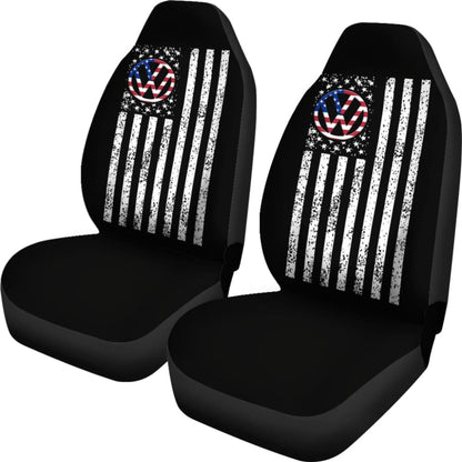 Volkswagen Custom White American Flag On Black Design Car Seat Covers 212803 - YourCarButBetter