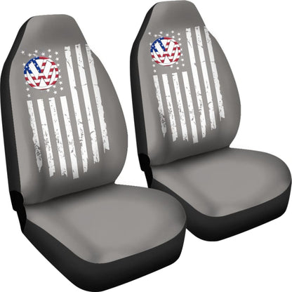 Volkswagen Custom White American Flag On Grey Design Car Seat Covers 212803 - YourCarButBetter