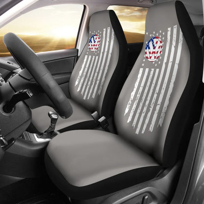Volkswagen Custom White American Flag On Grey Design Car Seat Covers 212803 - YourCarButBetter