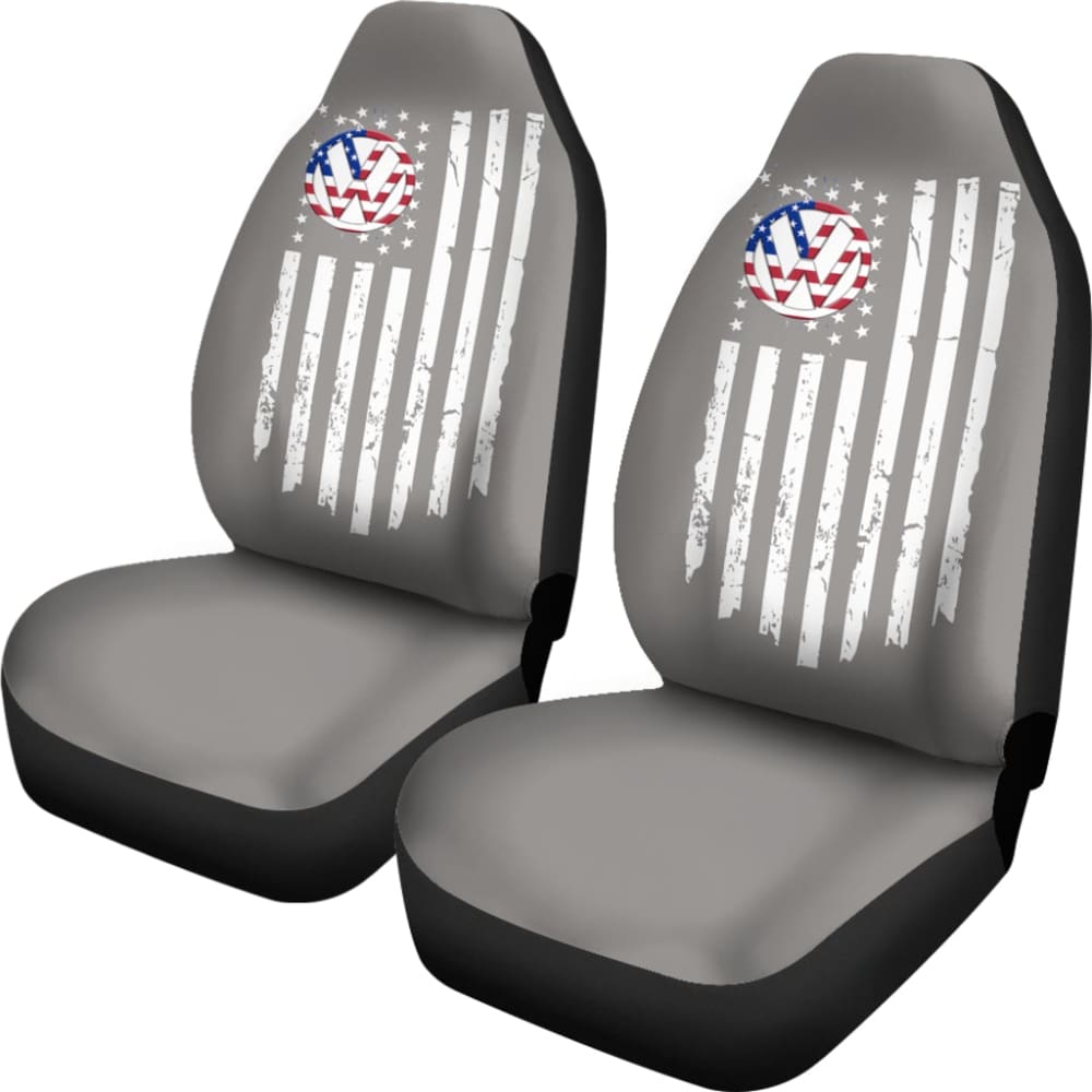 Volkswagen Custom White American Flag On Grey Design Car Seat Covers 212803 - YourCarButBetter