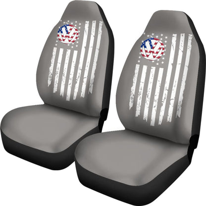 Volkswagen Custom White American Flag On Grey Design Car Seat Covers 212803 - YourCarButBetter