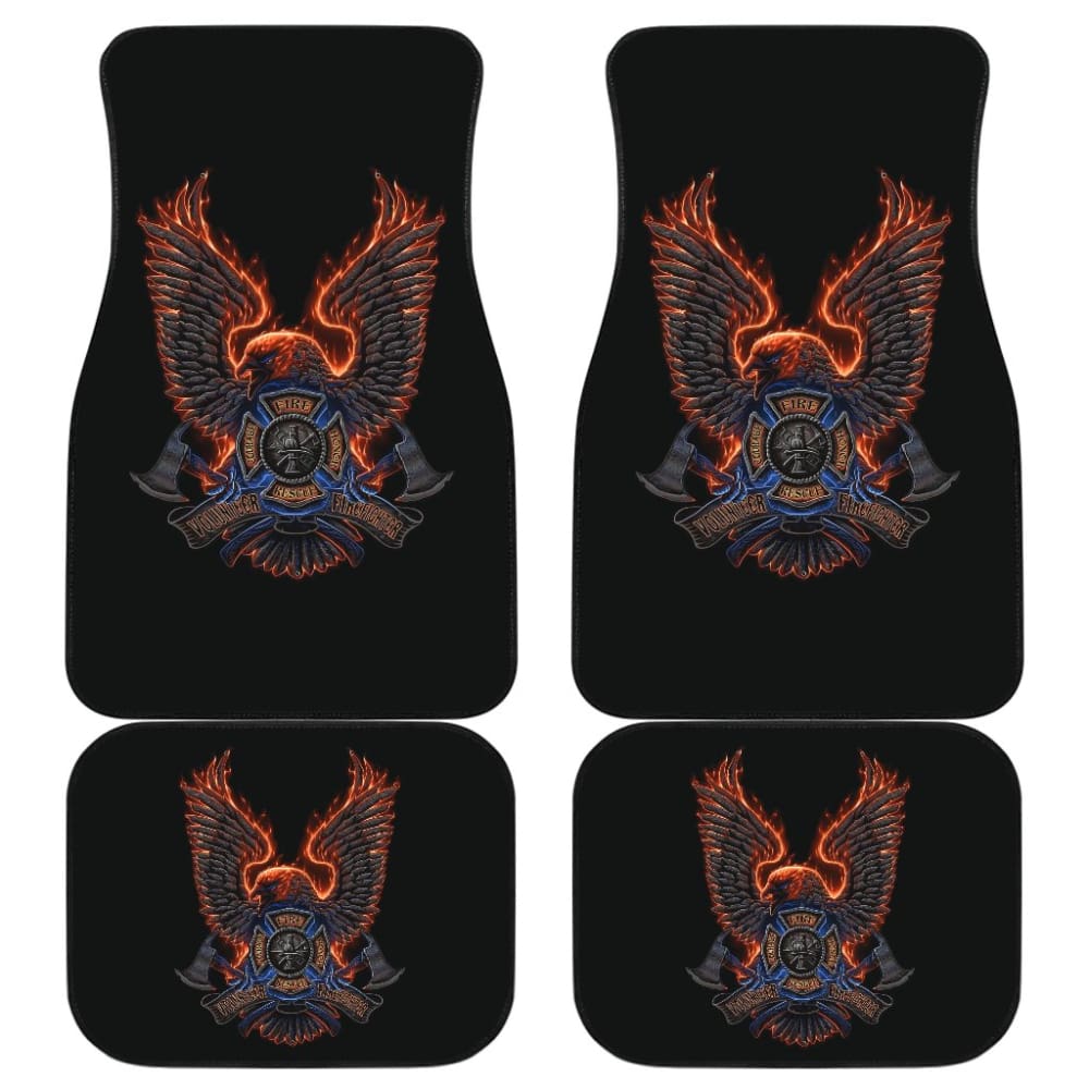 Volunteer Firefighter Fire and Rescue Courage Honor Custom Eagle Car Floor Mats 211507 - YourCarButBetter