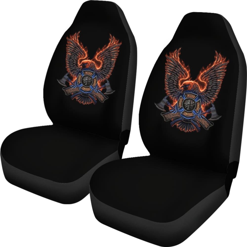 Volunteer Firefighter Fire and Rescue Courage Honor Custom Eagle Car Seat Covers 211507 - YourCarButBetter