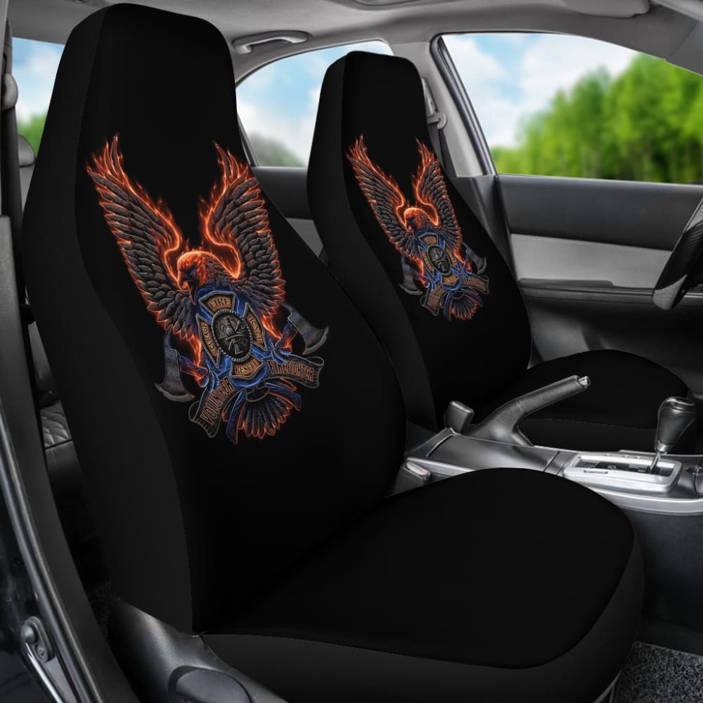 Volunteer Firefighter Fire and Rescue Courage Honor Custom Eagle Car Seat Covers 211507 - YourCarButBetter