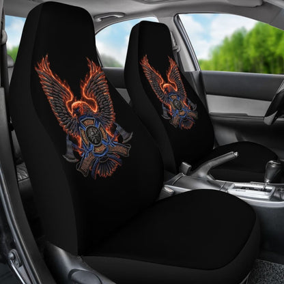 Volunteer Firefighter Fire and Rescue Courage Honor Custom Eagle Car Seat Covers 211507 - YourCarButBetter