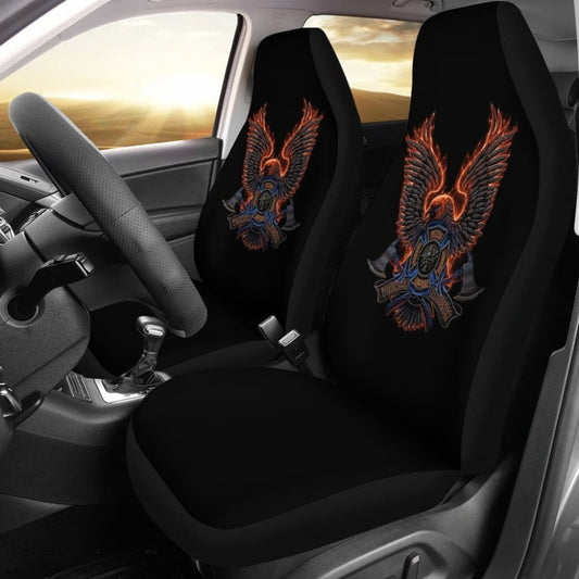 Volunteer Firefighter Fire and Rescue Courage Honor Custom Eagle Car Seat Covers 211507 - YourCarButBetter
