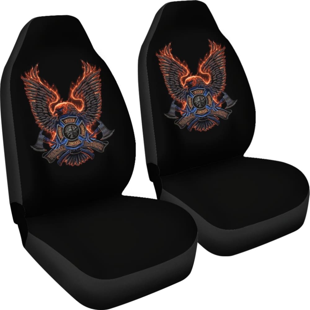 Volunteer Firefighter Fire and Rescue Courage Honor Custom Eagle Car Seat Covers 211507 - YourCarButBetter