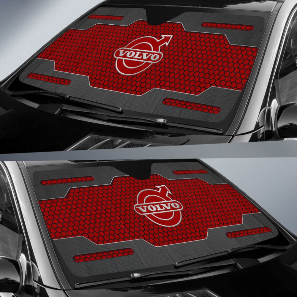 Volvo Black And Red Themed Printed Car Accessories Car Auto Sun Shades 210901 - YourCarButBetter