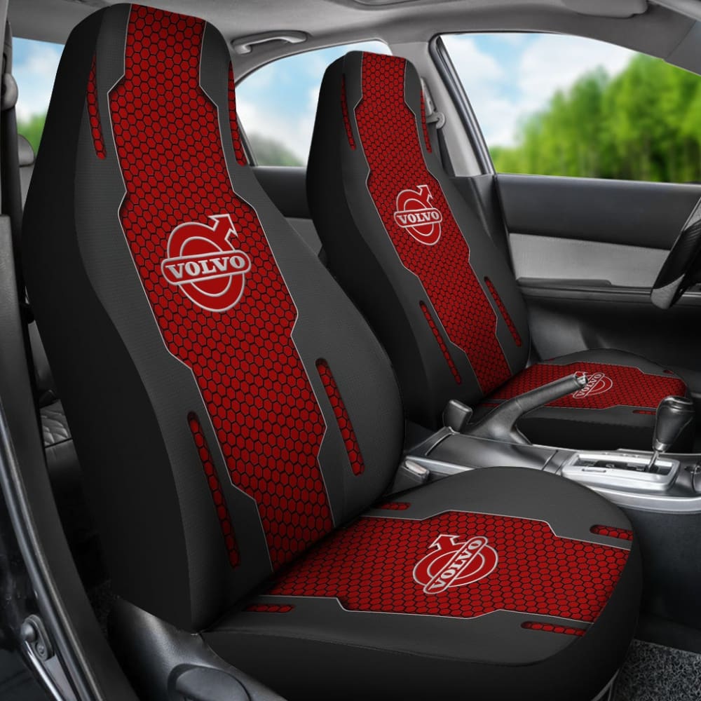 Volvo Black And Red Themed Printed Car Accessories Car Seat Covers 210901 - YourCarButBetter