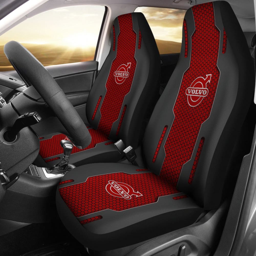 Volvo Black And Red Themed Printed Car Accessories Car Seat Covers 210901 - YourCarButBetter