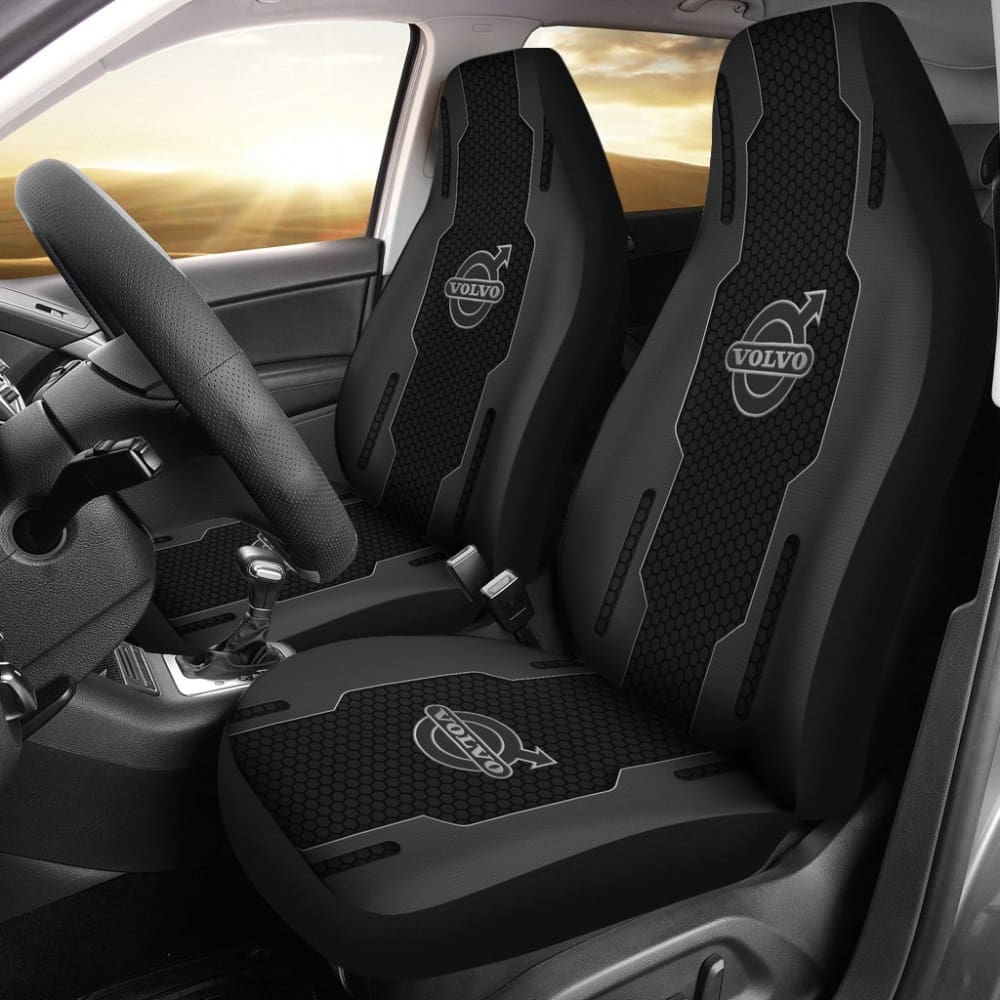Volvo Black Themed Printed Car Accessories Car Seat Covers 210901 - YourCarButBetter