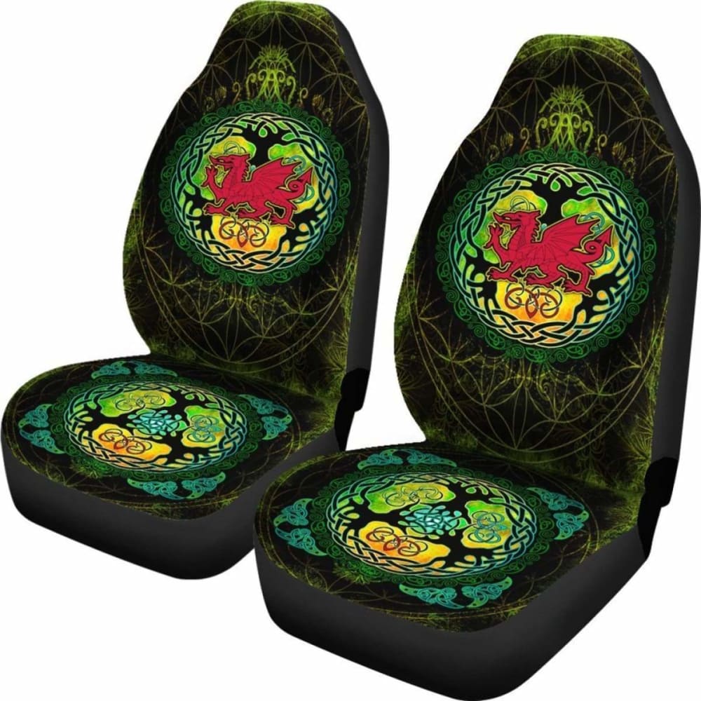 Wales Celtic Car Seat Covers - Cymru Tree Of Life - 110424 - YourCarButBetter