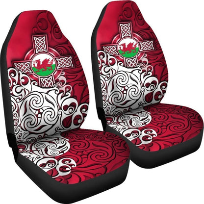 Wales Celtic Car Seat Covers - Welsh Dragon Flag With Celtic Cross 184610 - YourCarButBetter