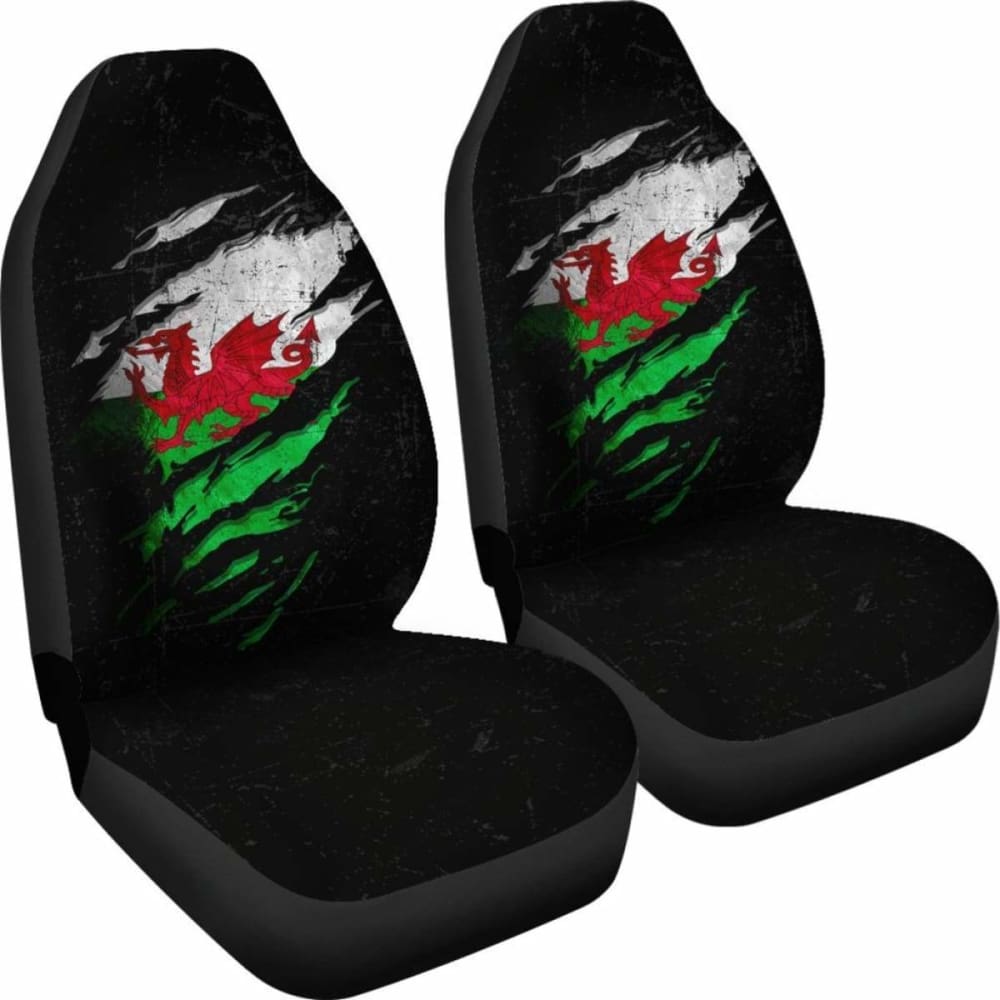 Wales In Me Car Seat Covers - Special Grunge Style (Set Of Two) 232125 - YourCarButBetter