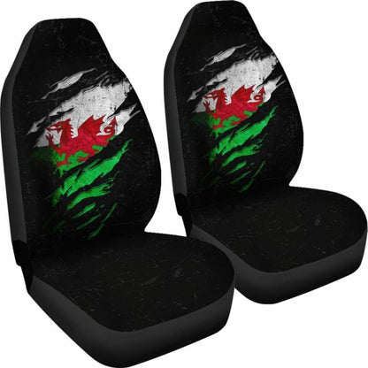 Wales In Me Car Seat Covers - Special Grunge Style (Set Of Two) 232125 - YourCarButBetter