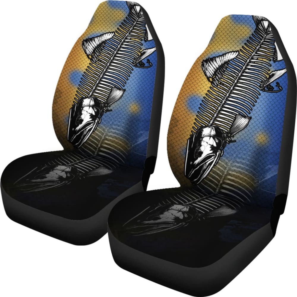 Walleye Bones And Skin Pattern Fishing Car Seat Covers 182417 - YourCarButBetter