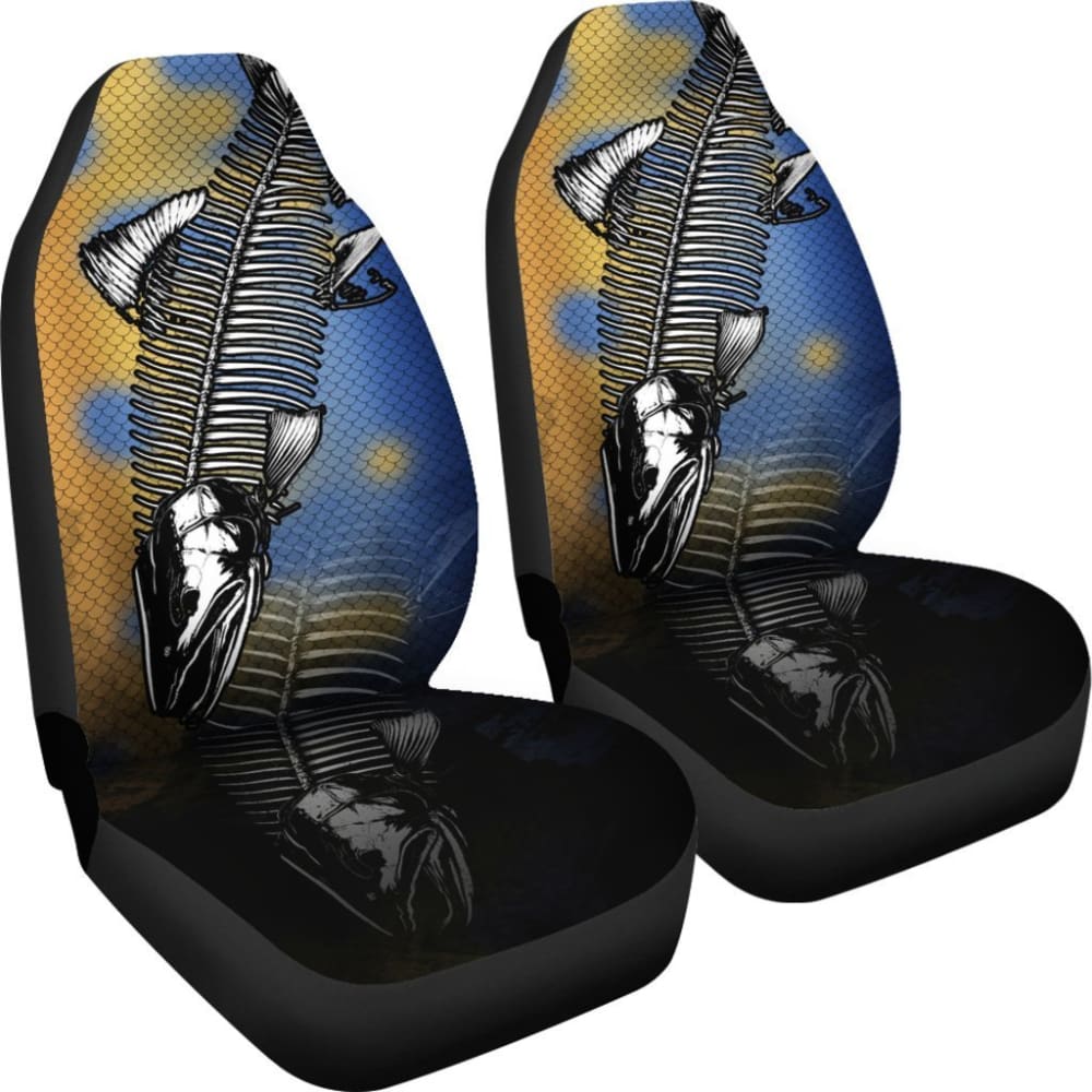 Walleye Bones And Skin Pattern Fishing Car Seat Covers 182417 - YourCarButBetter