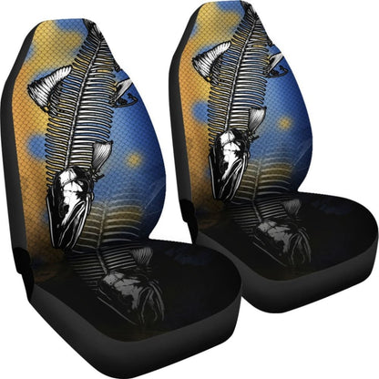 Walleye Bones And Skin Pattern Fishing Car Seat Covers 182417 - YourCarButBetter