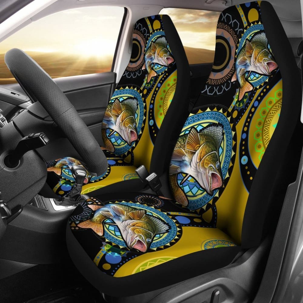 Walleye Ethnic Pattern Fishing Car Seat Covers 182417 - YourCarButBetter