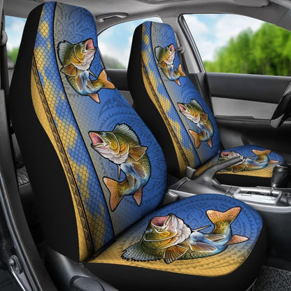 Walleye Fish Scale Pattern Fishing Car Seat Covers 182417 - YourCarButBetter